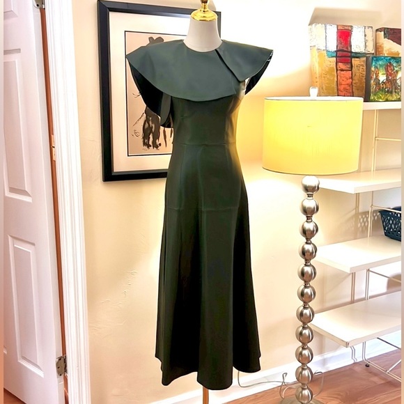 NWT STATEMENT PIECE,Jennifer Sumko Emi Leather Dress,Rich Green,(MSRP$459),Size0 - Picture 1 of 10